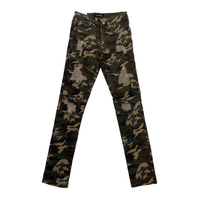 Platform Skinny Ripped Biker Jean (Wood Camo)