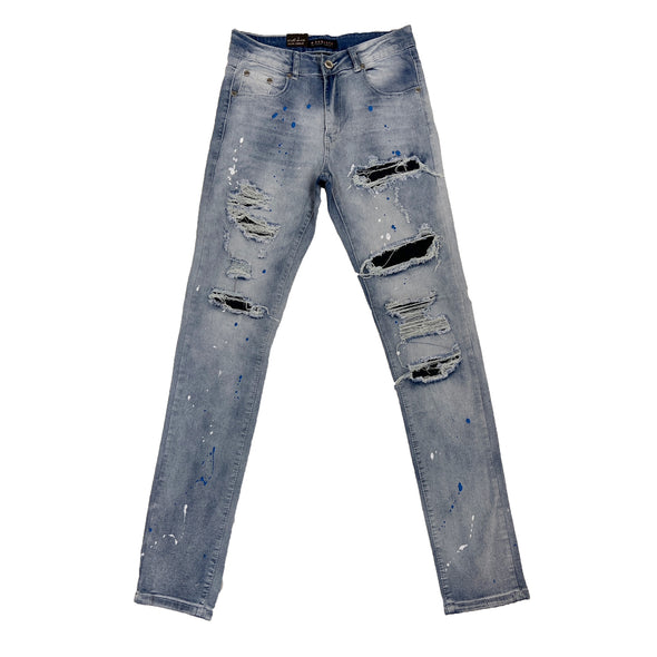 M.Society Painted Ripped Jean (Ice Blue)