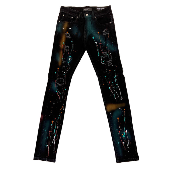 G-Squared Paint Ripped Jean (Jet Black)