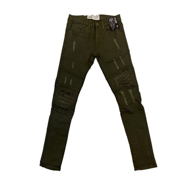 Spark Ripped Biker Twill Jean (Olive)