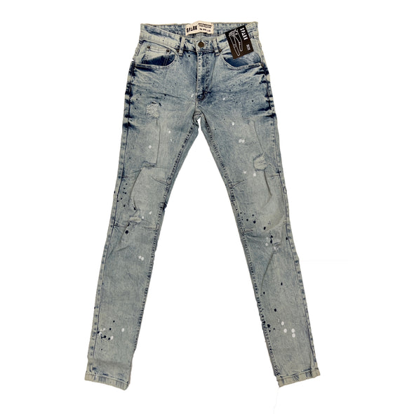 Spark Ripped Paint Jean (Ice Blue)