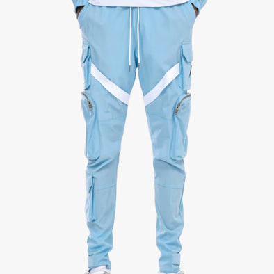 Life Code Black Cargo Pants with straps (Sky Blue)
