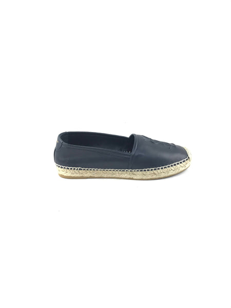 navy leather espadrilles