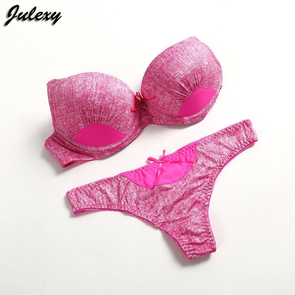 Julexy New 2022 Sexy Thongs Women Bra Set Push Up Lace Underwear Set I