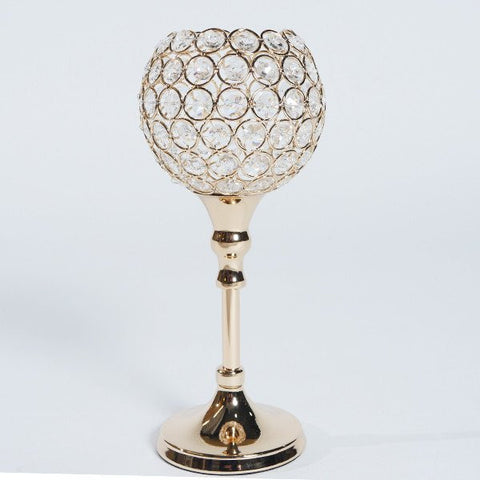 gold crystal ball candle holder