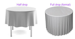 half drop or full drop formal tablecloth