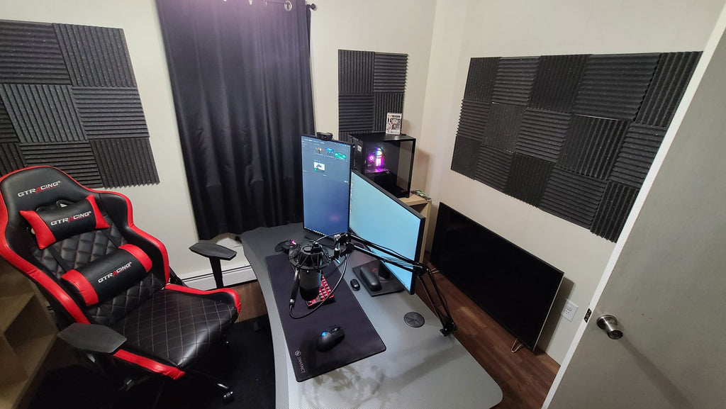 Working from home setup for video acoustic panels