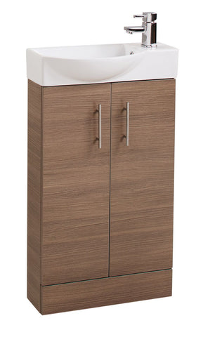 Oak Double Door 500mm Curved Mini Basin Unit
