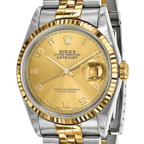 Rolex Datejust 36 Mm Oystersteel 18k Yellow Gold Champagne Dial Ring Concierge