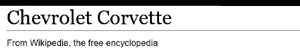 Corvette on Wikipedia