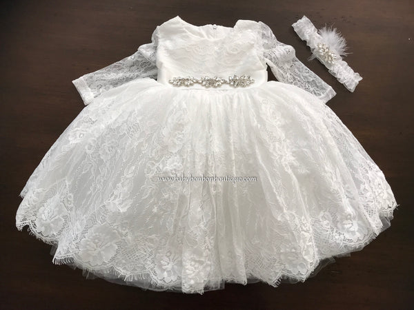 long lace baptism gown