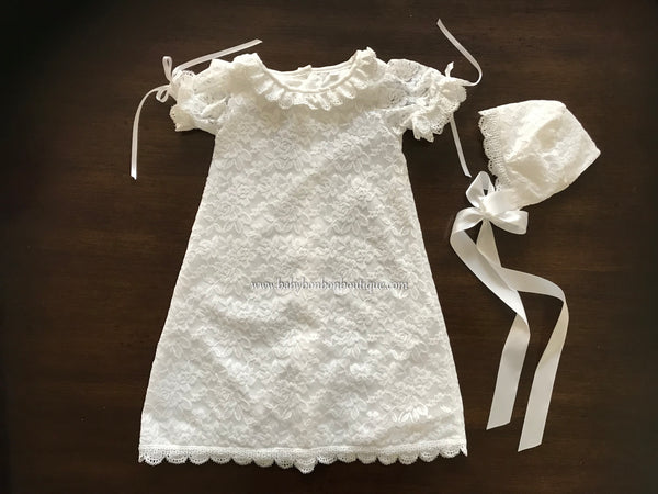 white lace baptism dress