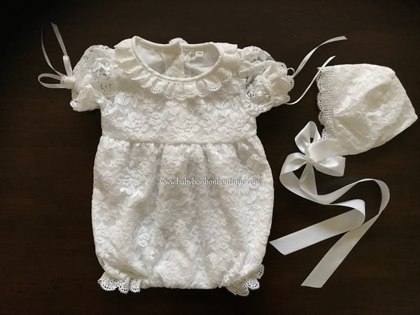 baby girl christening romper