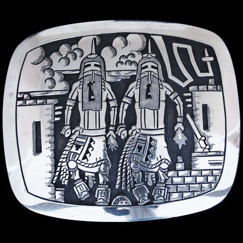 Hopi Sterling Silver Overlay Kachina Belt Buckle - Eddison Soohafyah (#02)