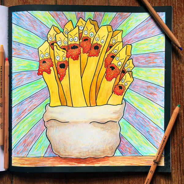 Severe Snacks Coloring Book french fries