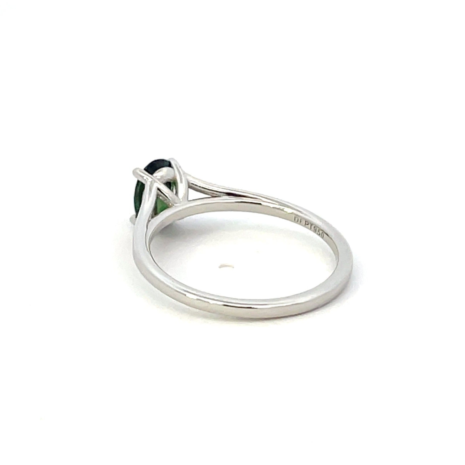 'Bespoke' Platinum Teal Green Sapphire Ring | 0.90ct | SZ 6.5 |
