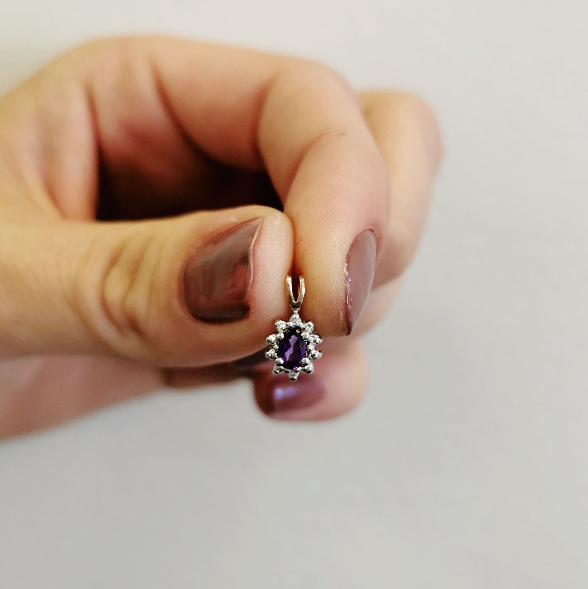 Amethyst & Diamond Halo Pendant | 0.01ctw, 0.20ct |