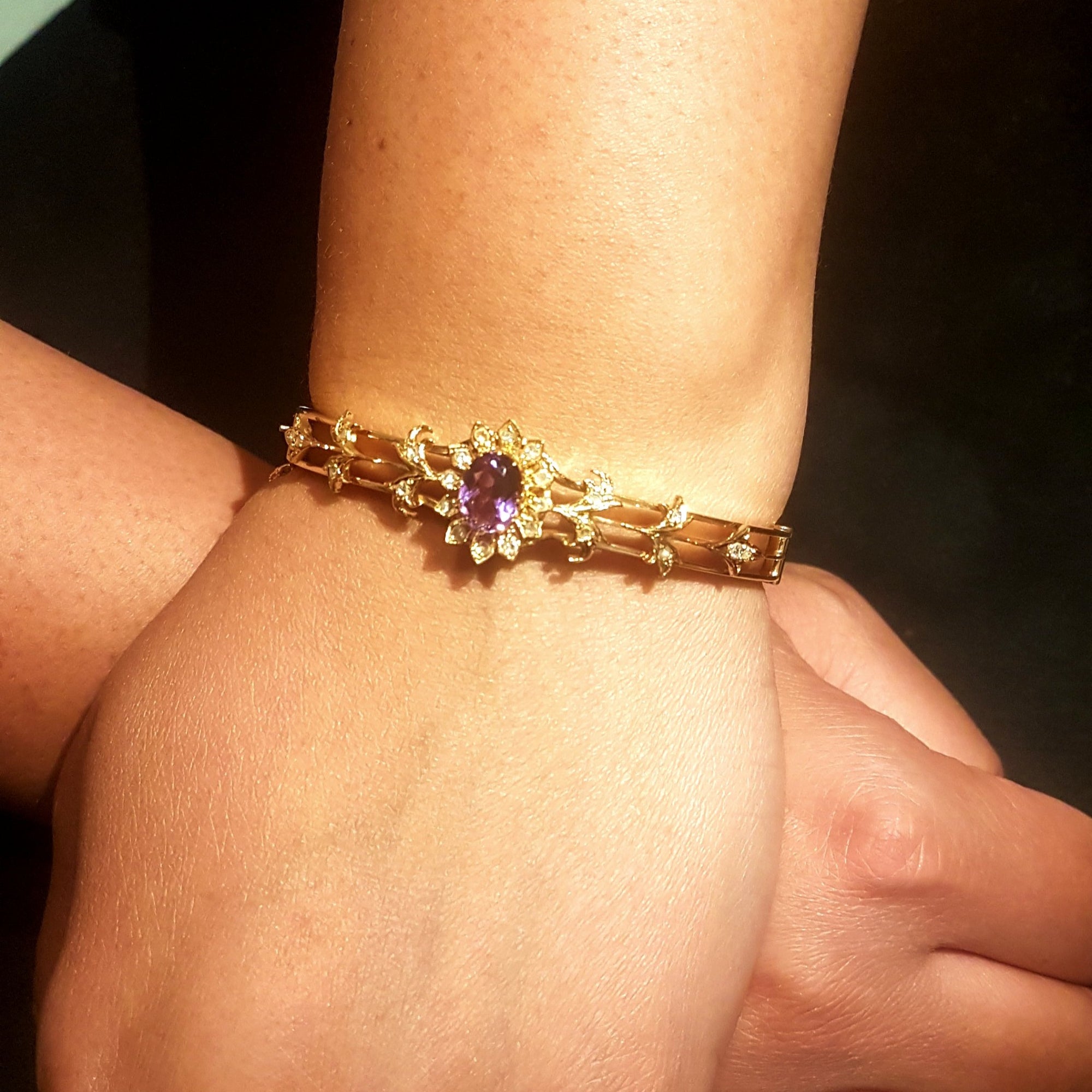 Edwardian Era Diamond & Amethyst Bracelet | 0.35ctw, 1.75ct |