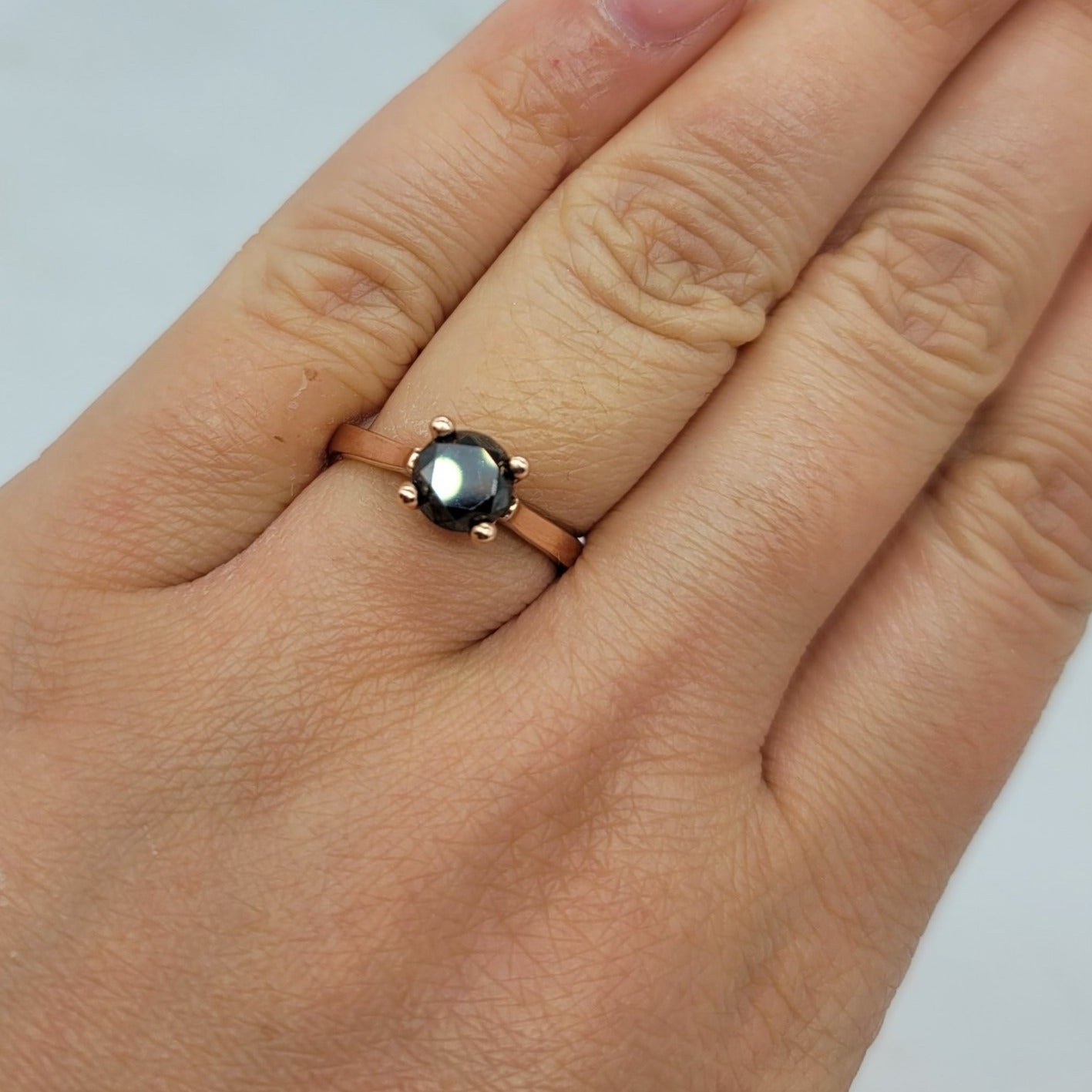 'Bespoke' Black Diamond Solitaire Ring | 1.75ct | SZ 7 |