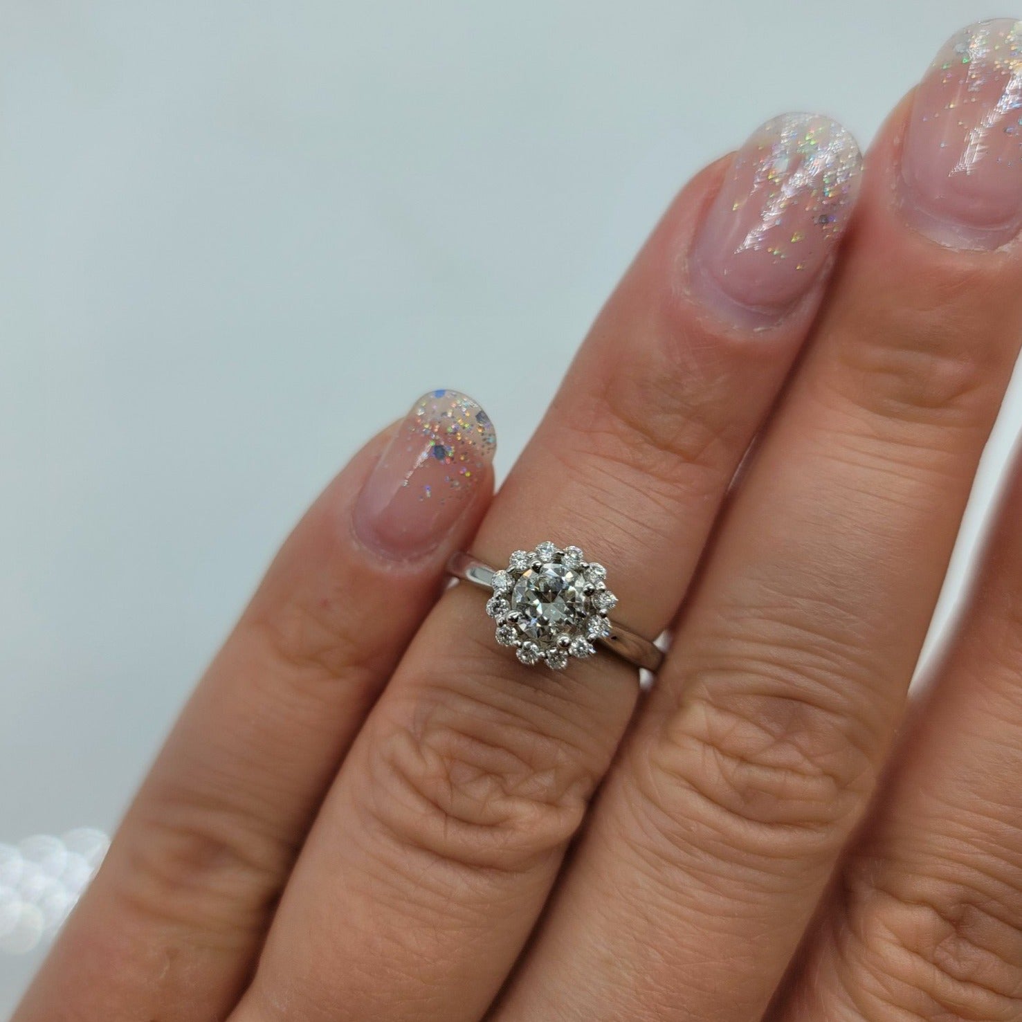 'Bespoke' Old European Diamond Halo Engagement Ring | 0.70ctw | SZ 4.75 |