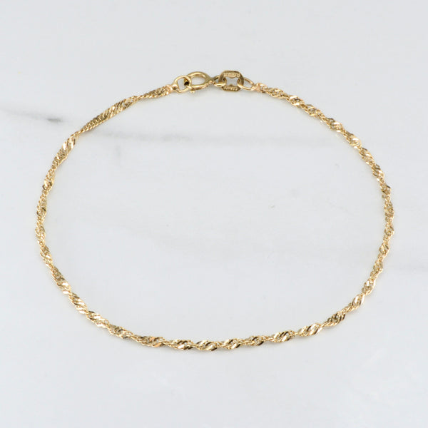 10k Yellow Gold Twisted Curb Chain Bracelet | 7.5