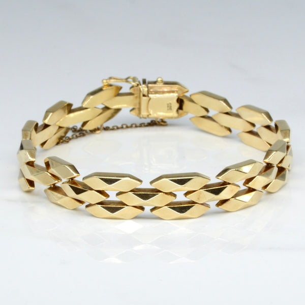 14k Yellow Gold Geometric Link Bracelet | 7