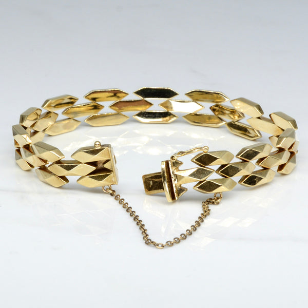 14k Yellow Gold Geometric Link Bracelet | 7