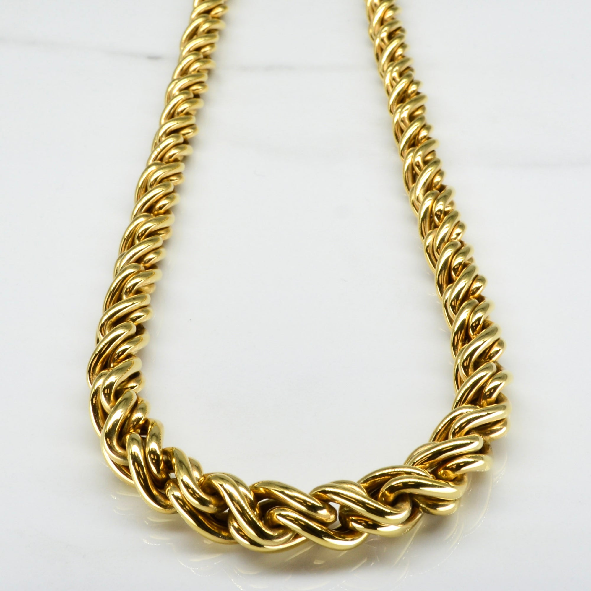 'Birks' Hollow Yellow Gold Chain Necklace | 17