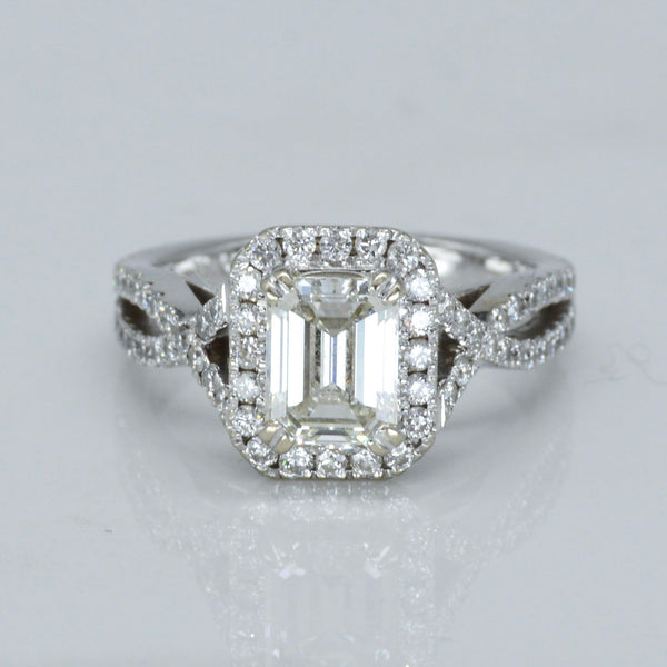 Emerald Cut Canadian Diamond Halo Engagement Ring | 1.79ctw | SZ 6 |