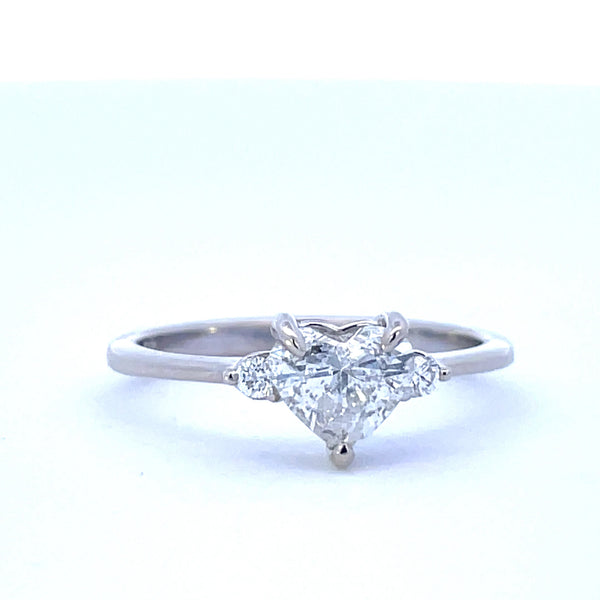 'Bespoke' Three Stone Heart Cut Diamond Engagement Ring | 0.92ctw | SZ 6.75 |