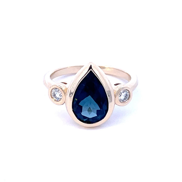 'Bespoke' London Blue Topaz & Diamond Engagement Ring | 3.95ct, 0.20ctw | SZ 7 |