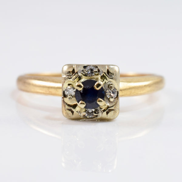 High Set Retro Era Diamond & Sapphire Ring | 0.02 ctw SZ 5.75 |