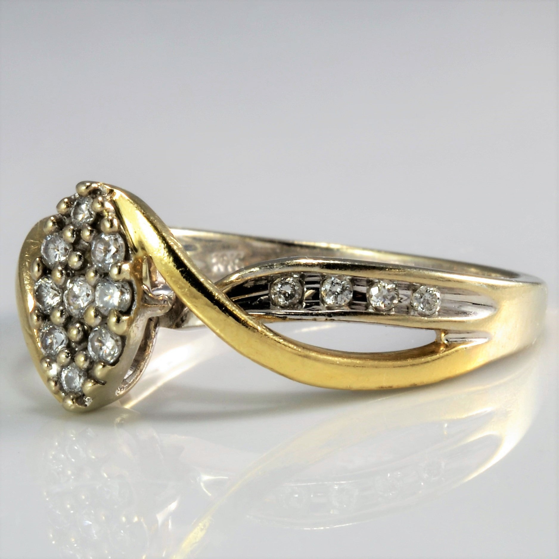 Two Tone Bypass Marquise Cluster Diamond Ring | 0.17 ctw, SZ 7 |