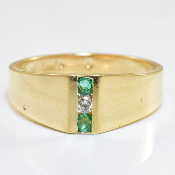 Vertical Channel Emerald & Diamond Ring | 0.06ctw, 0.03ct | SZ 6.75 |