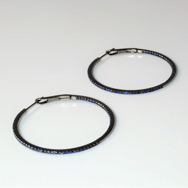 Black Gold Inside Out Sapphire Hoop Earrings | 0.87ctw |