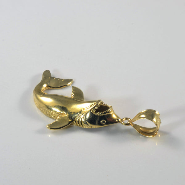 Yellow Gold Shark Pendant |