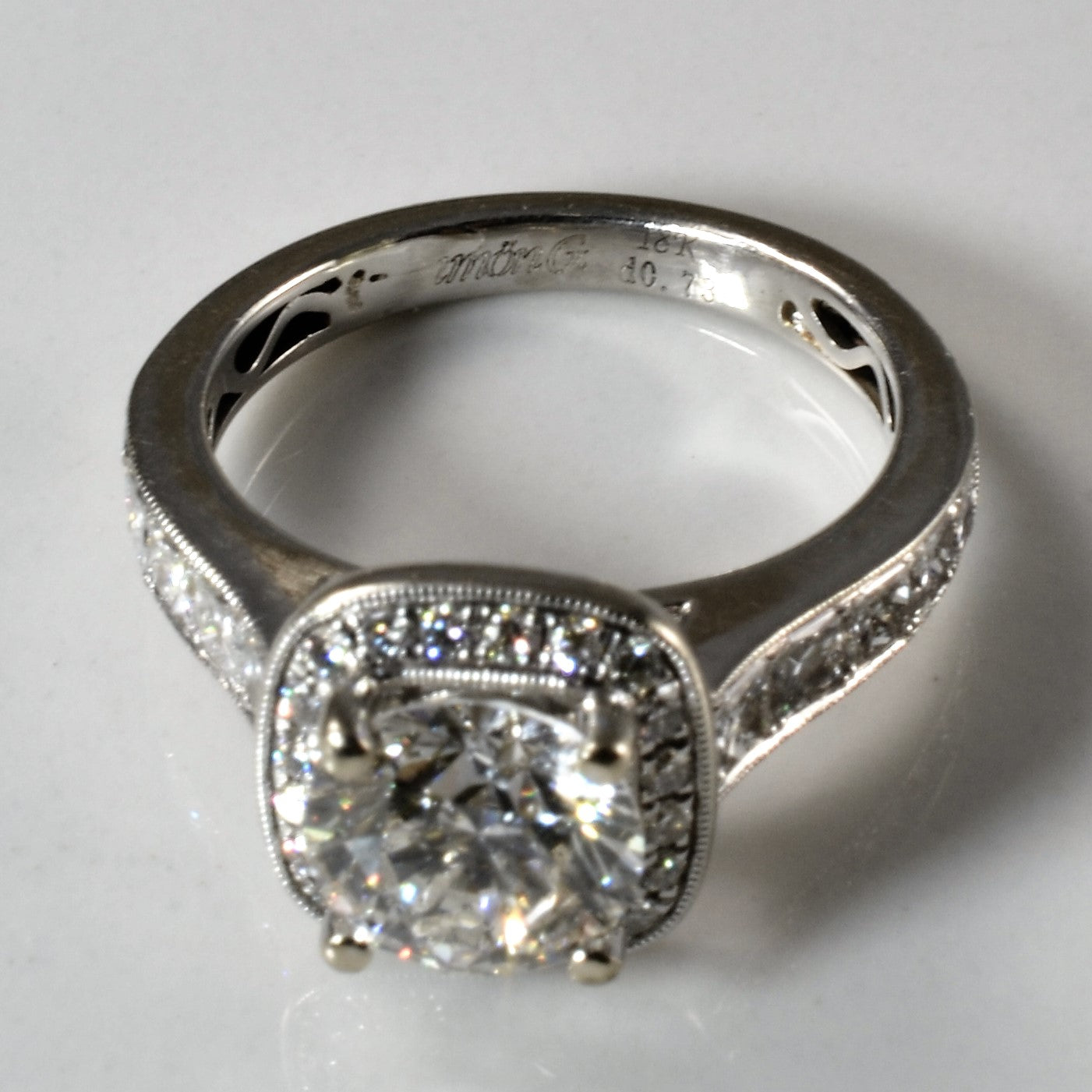 'Simon G' Diamond Halo Engagement Ring | 2.06ctw | SZ 4.5 |