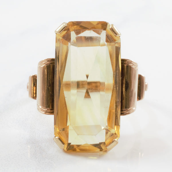 Solitaire Citrine Ring Circa 1960's | SZ 7.5 |