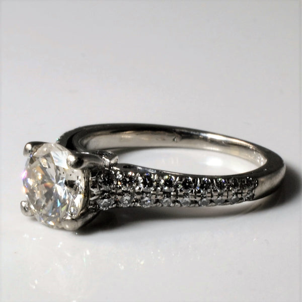 Double Row Pave Band Engagement Ring | 1.38ctw | SZ 3.75 |