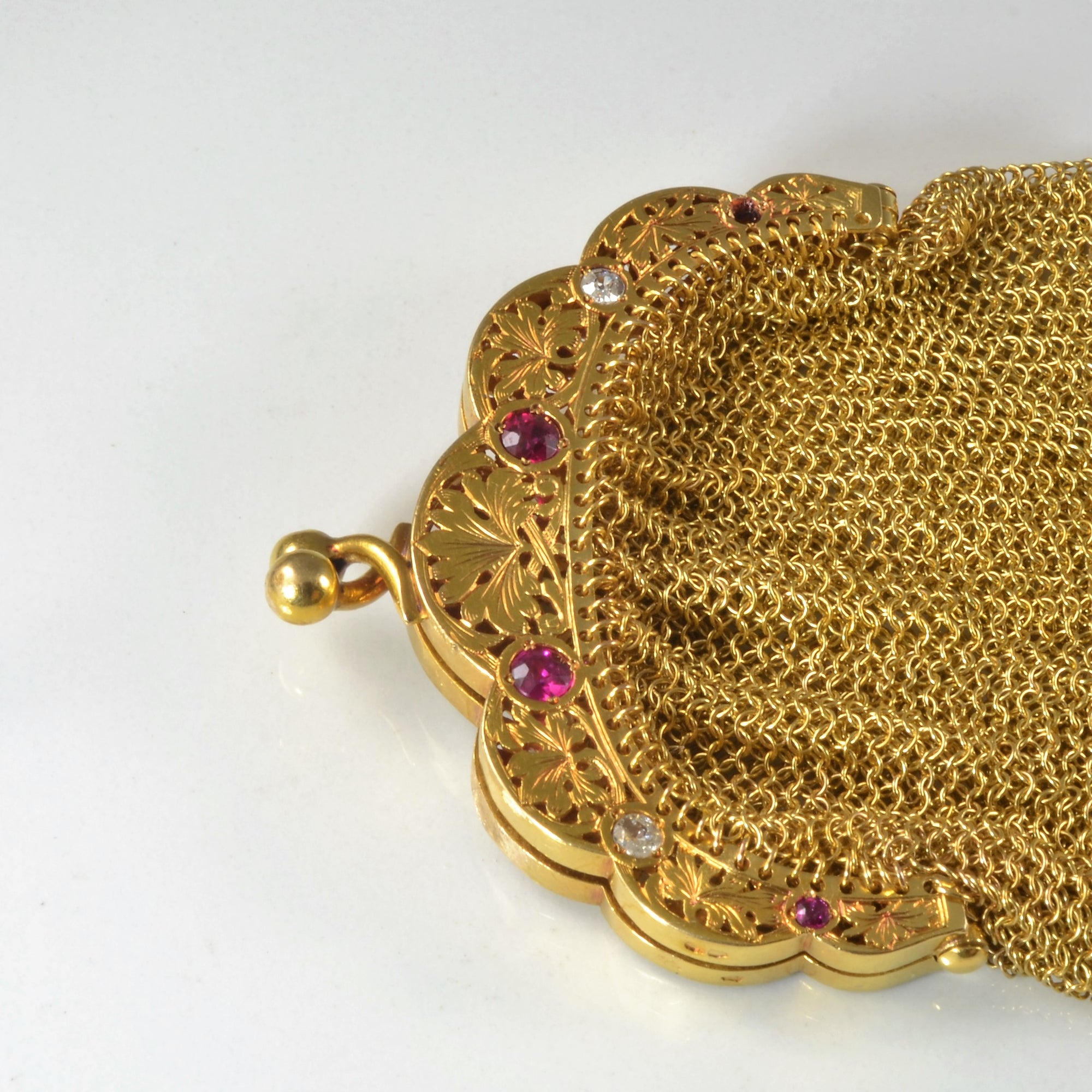 Victorian Era Woven Gold Reticule | 0.15ctw, 0.42ctw |