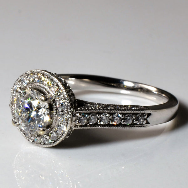 Diamond Halo Engagement Ring | 1.09ctw | SZ 5.75 |