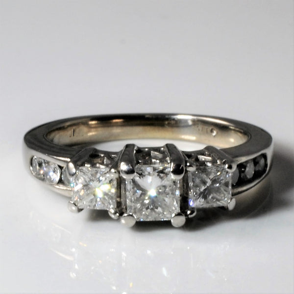 Three Stone Princess Diamond Ring | 0.87ctw | SZ 4.25 |