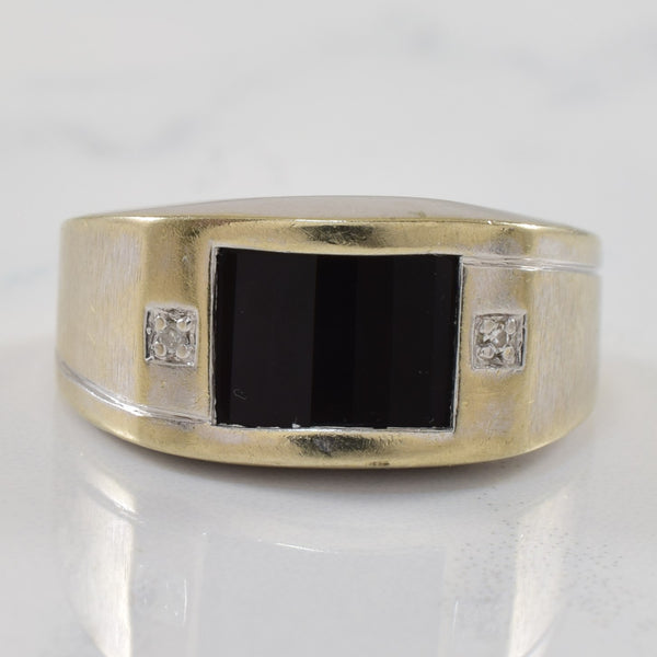 Onyx & Diamond Flat Edge Ring | 2.20ct, 0.01ctw | SZ 6.25 |