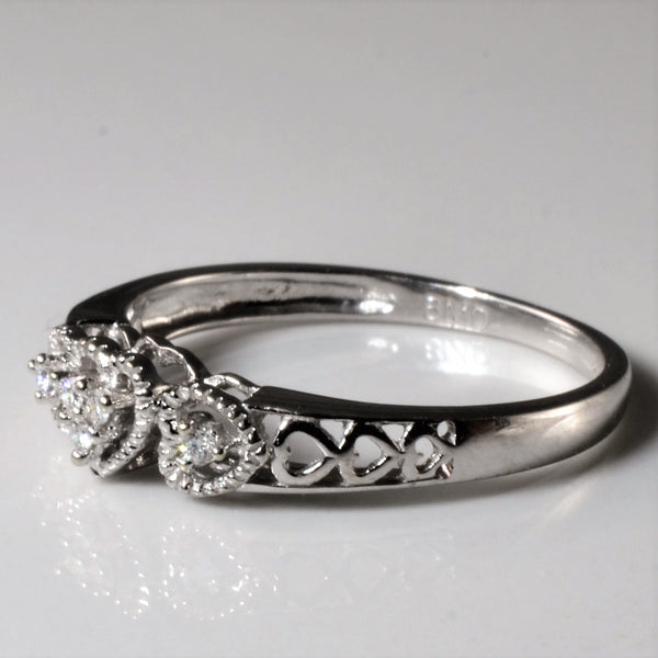 Milgrain Detailed Diamond Heart Ring | 0.03ctw | SZ 6.5 |