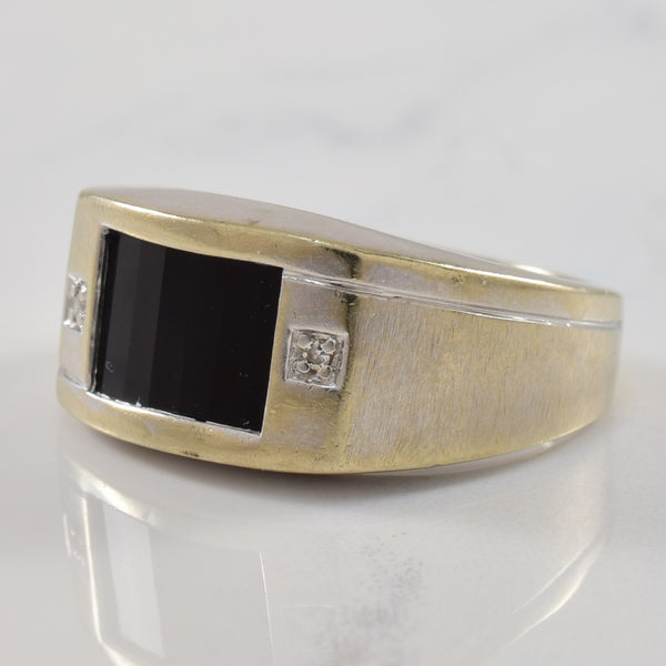 Onyx & Diamond Flat Edge Ring | 2.20ct, 0.01ctw | SZ 6.25 |