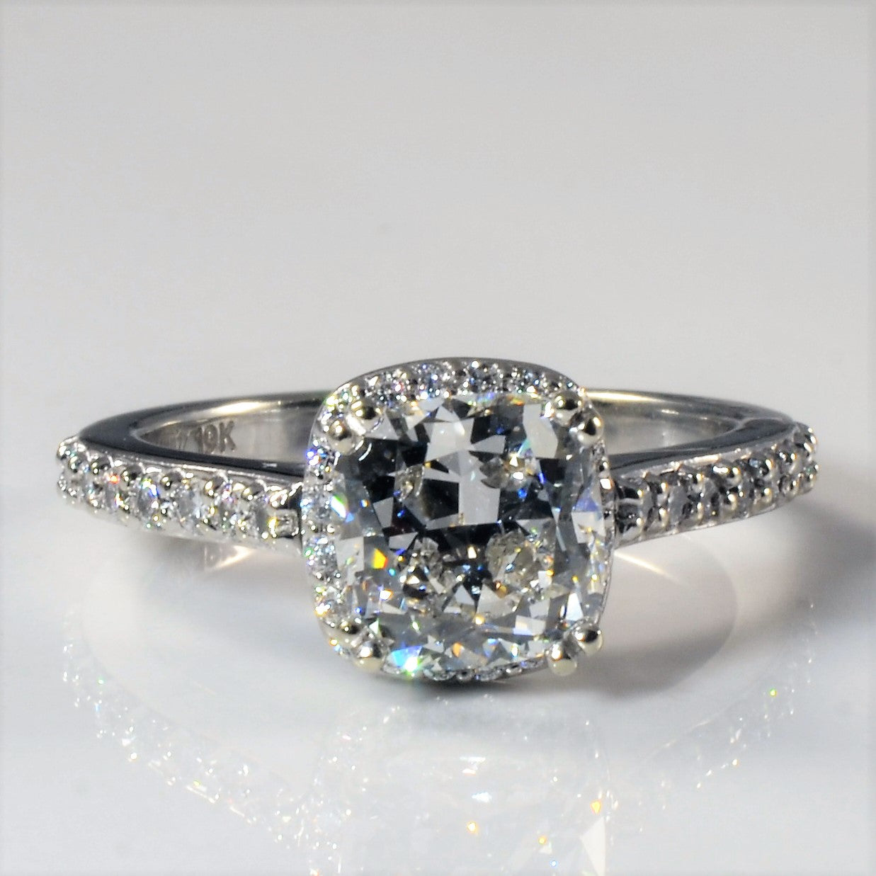 Cushion Diamond Halo Engagement Ring | 2.33ctw | SZ 6.5 |