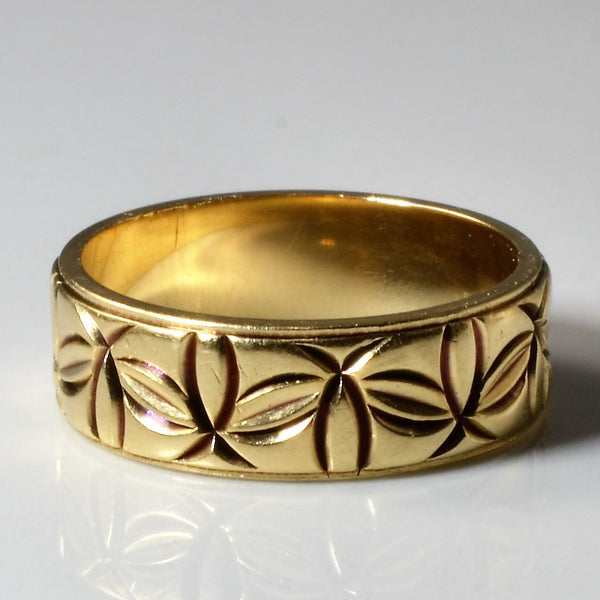 'Birks' Yellow Gold Ornate Band | SZ 5.25 |