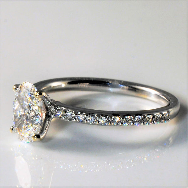 Pave Band Oval Engagement Ring | 1.11ctw | SZ 6.5 |