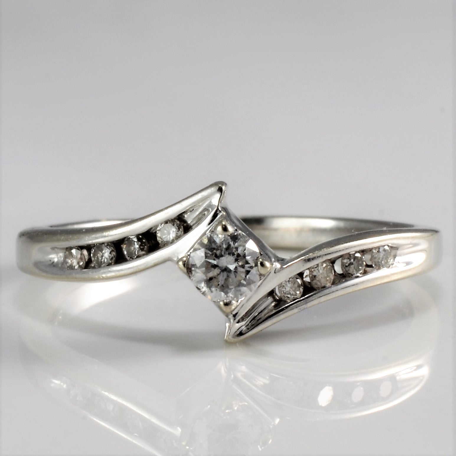 White Gold Bypass Diamond Ring | 0.18ctw | SZ 5.75 |