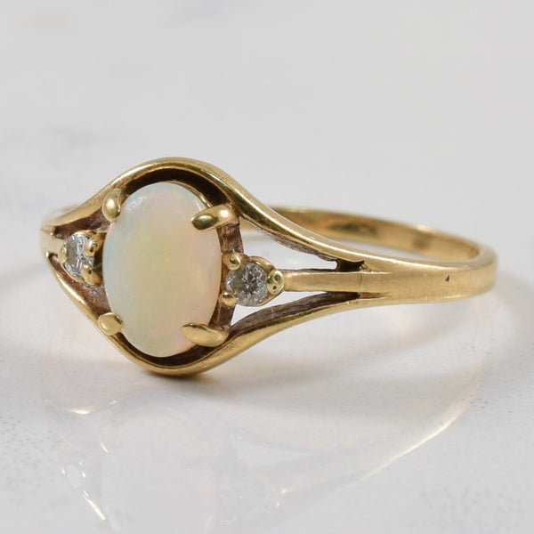 Opal & Diamond Split Shank Ring | 0.45ct, 0.04ctw | SZ 7.75 |